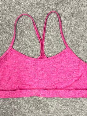 Lululemon Athletica Heathered Hot Pink Racetrack Strappy Sports Bra Sz 8